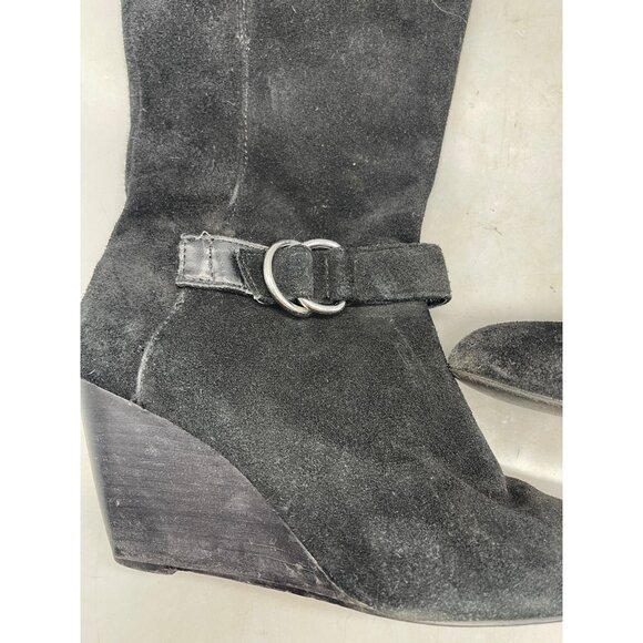 BCBGeneration suede 3" wedge knee high boots black side zip size 8.5 B READ - Picture 5 of 9